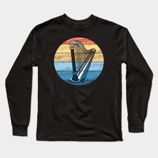 Harp Music Notation Harpist String Musician Long Sleeve T-Shirt